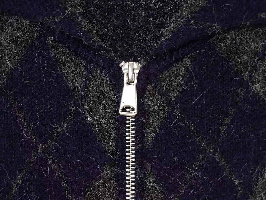 Bunda s diamantovým vzorem pletená ve stylu bomber 