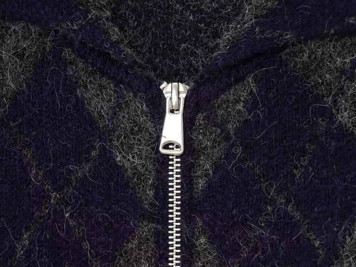 Bunda s diamantovým vzorem pletená ve stylu bomber 