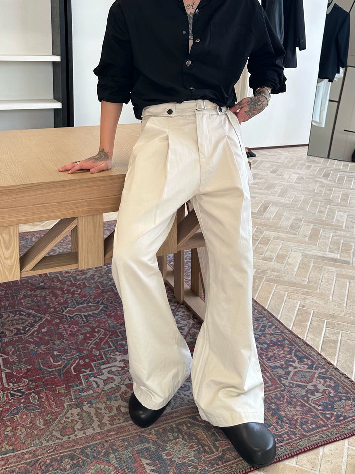 Pleated A-Line Wide Leg Pants