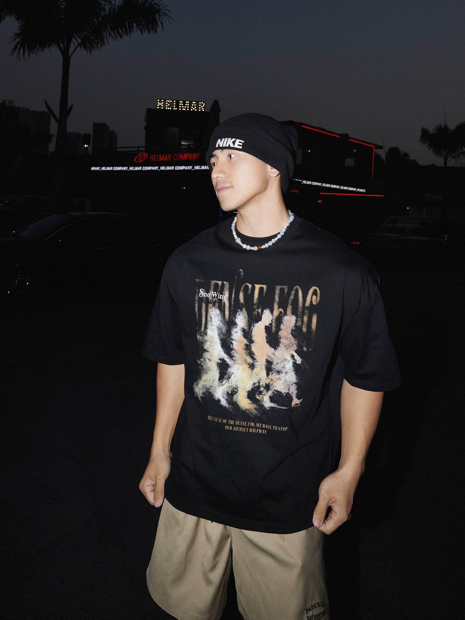 Camiseta de manga corta suelta con estampado retro 