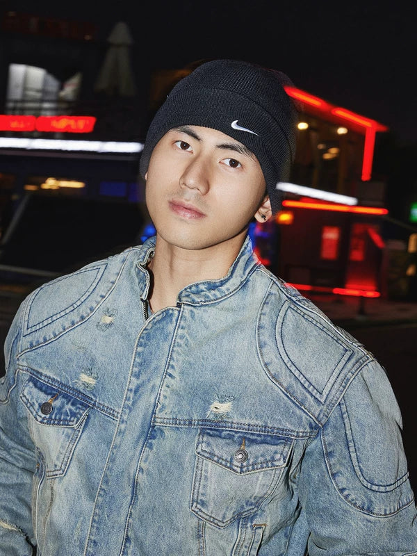 Chaqueta de mezclilla corta de patchwork pesada y lavada 