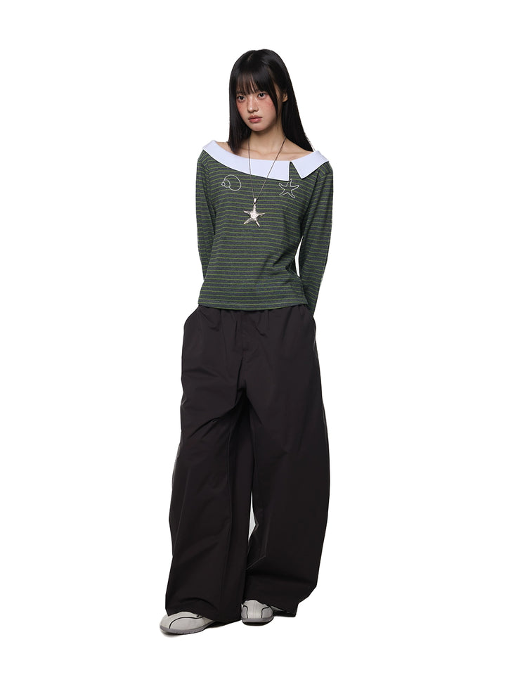 Drawstring Loose Wide-Leg Casual Pants