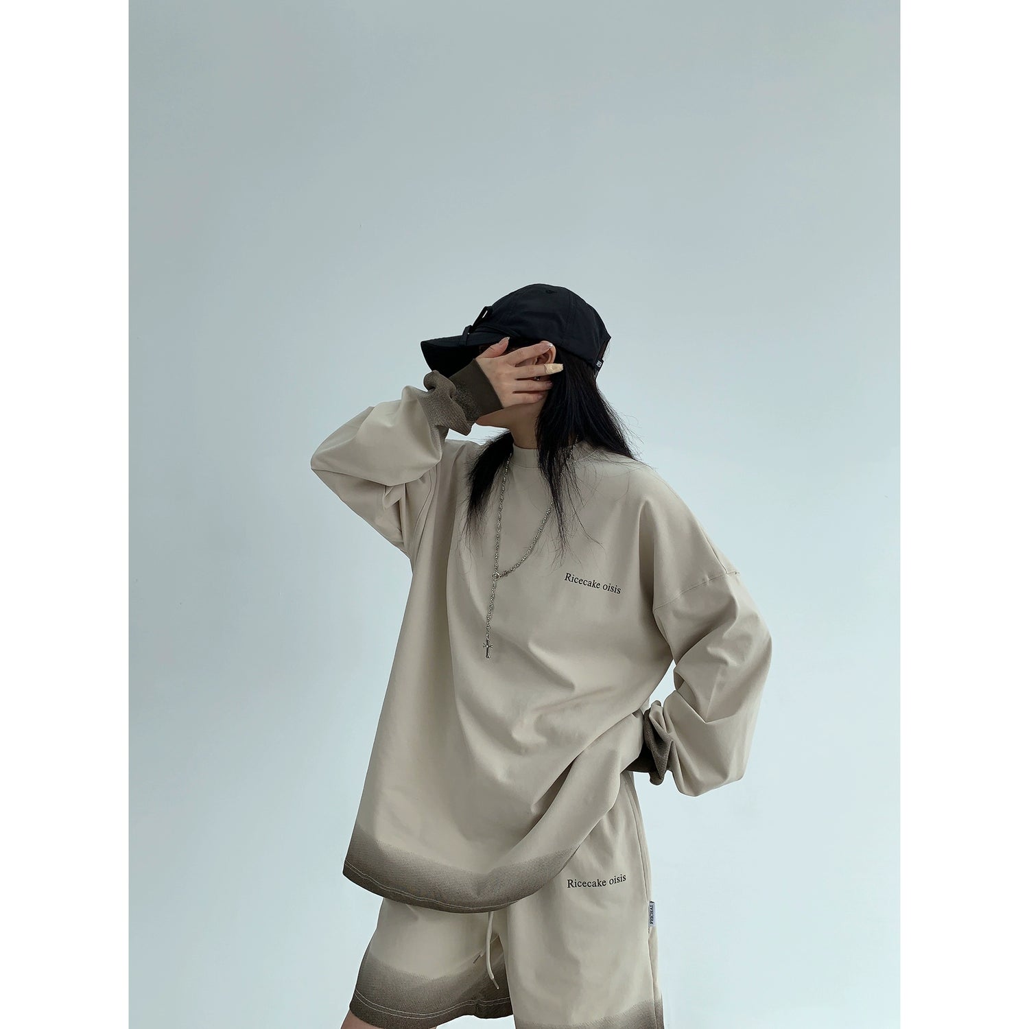 Gradyan Uzun Kollu Üst ve Şort Takımı 