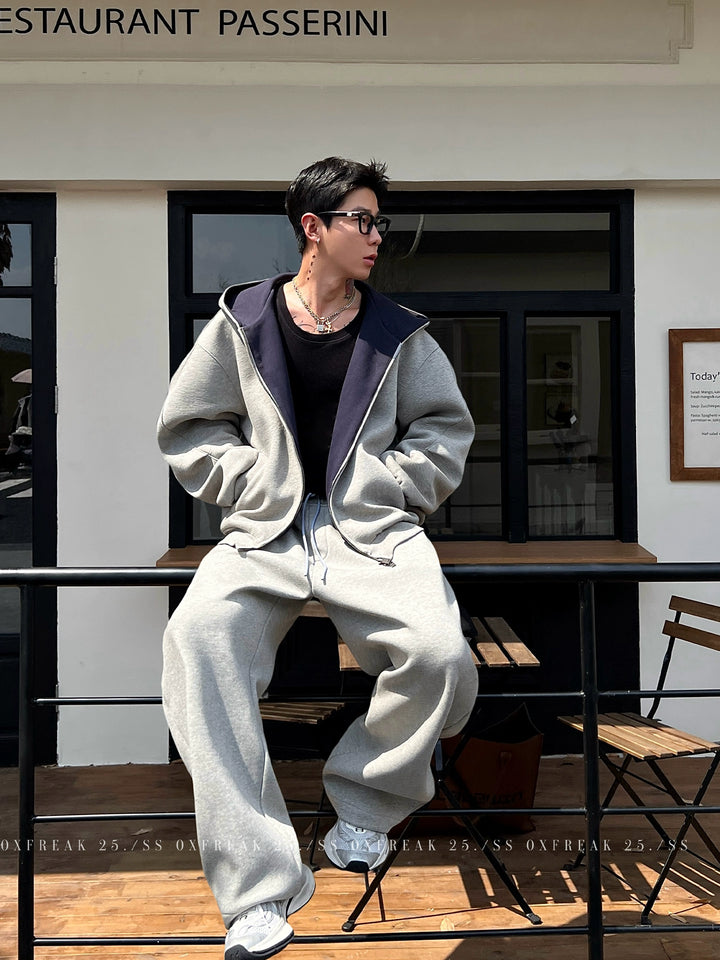 Hooded Sweatshirt and Wide-Leg Pants