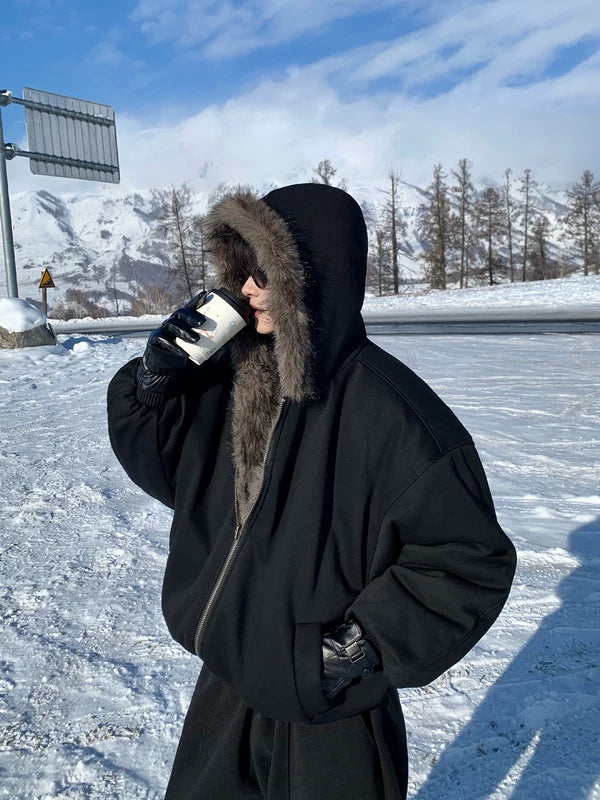 Reversible Fleece-Lined Hooded Winter Jacket