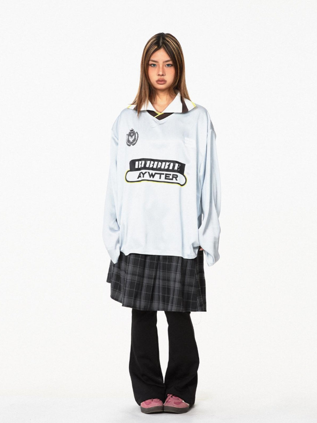 Retro Badge Polo Long-Sleeve Sweatshirt