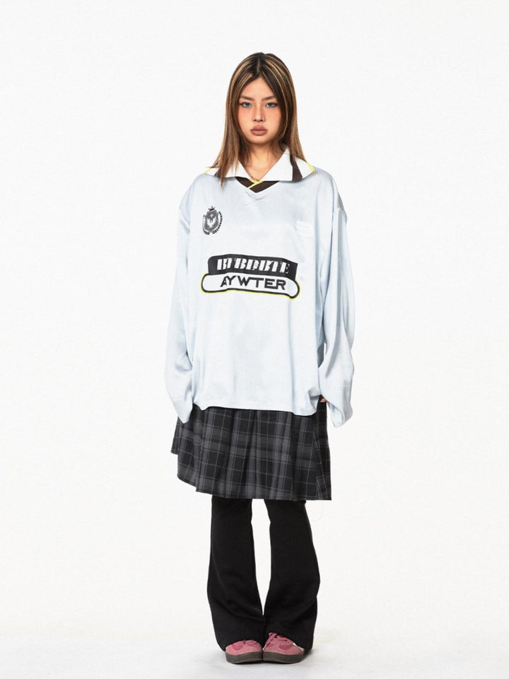 Retro Badge Polo Long-Sleeve Sweatshirt