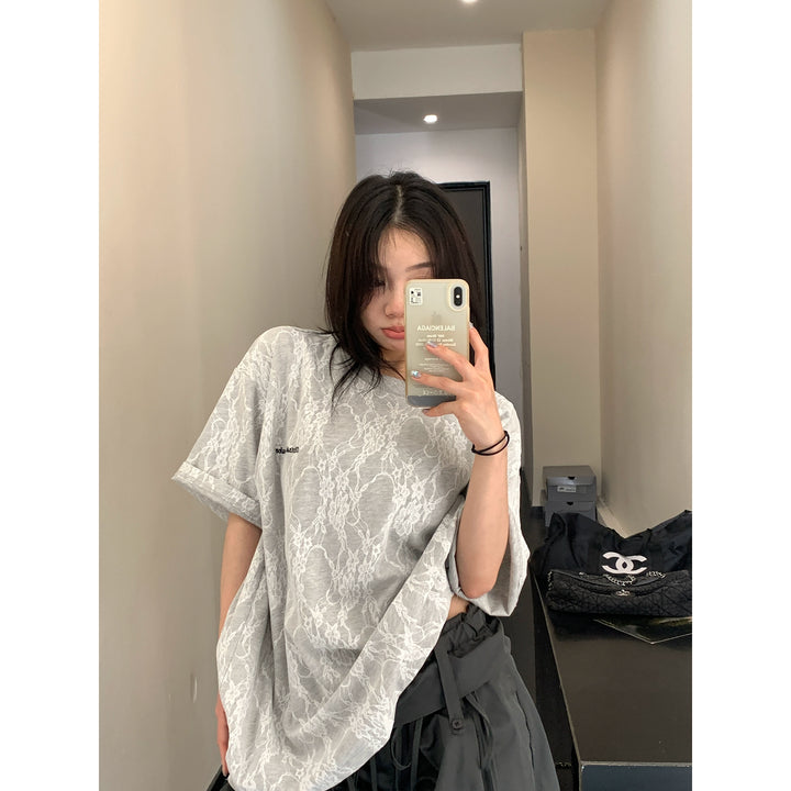 Embroidered Loose Fit Short Sleeve Top