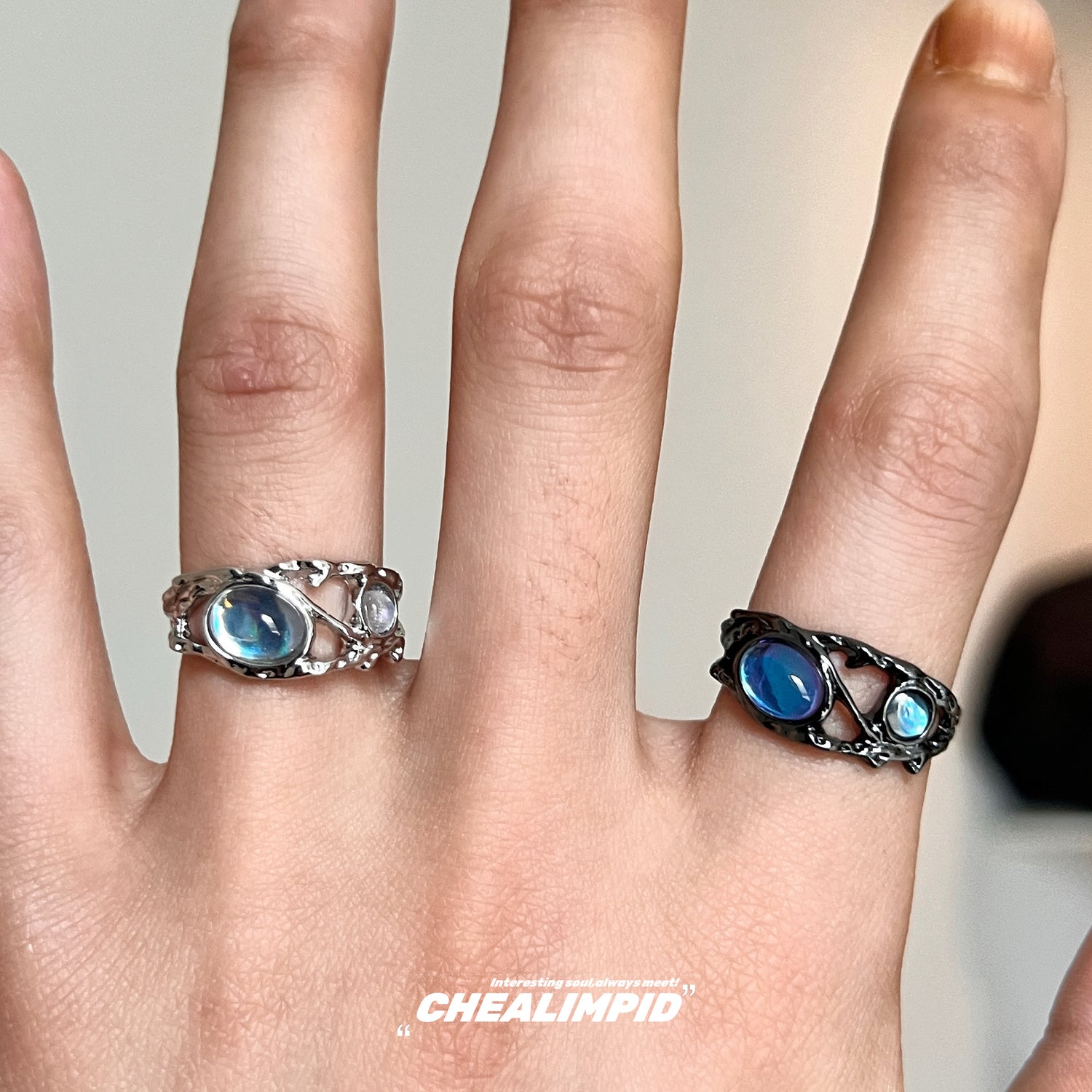 Irregular Moonstone Open Lava Ring