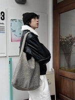 Grey Crossbody Shopping Bag