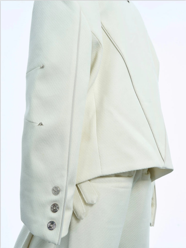 Metal Buttons Irregular Design Suit Set