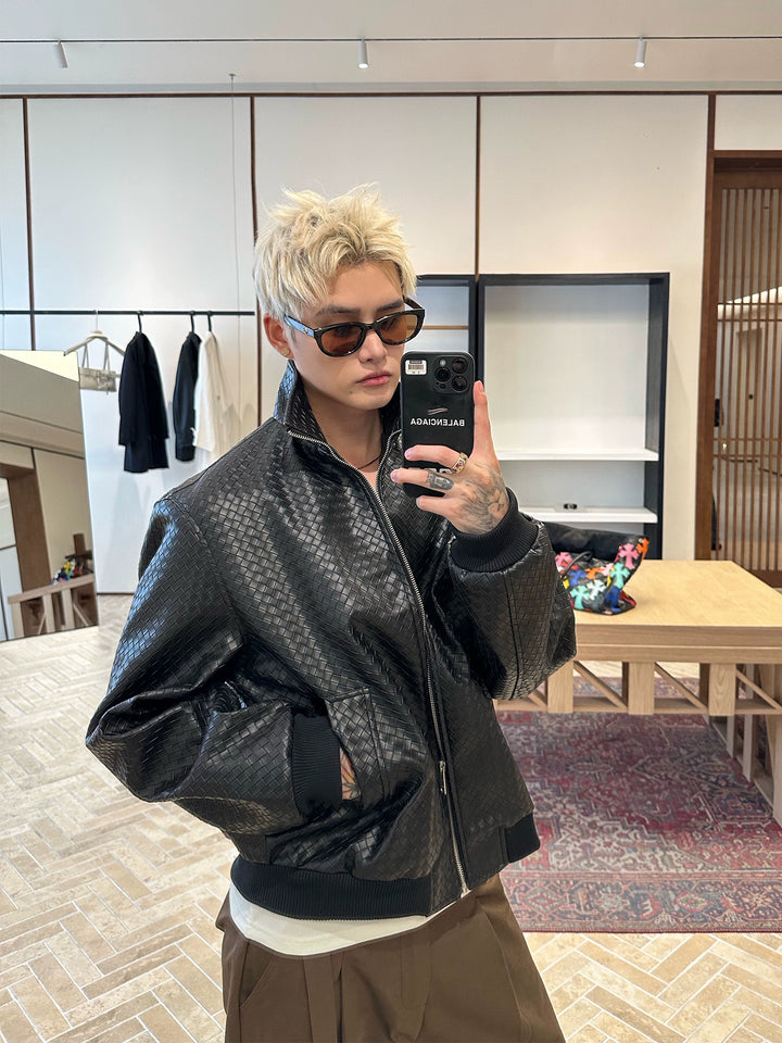Plaid Jacquard Lapel Jacket