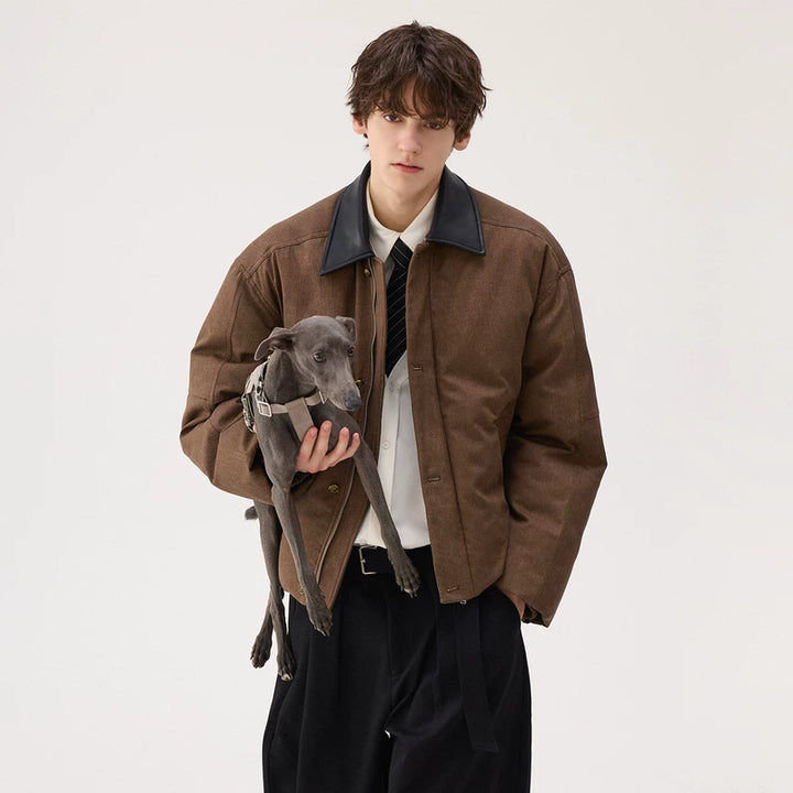 Leather Collar Insulated Cotton Jacket