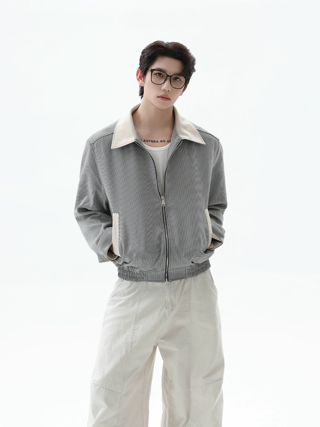 Houndstooth Lapel Short Jacket