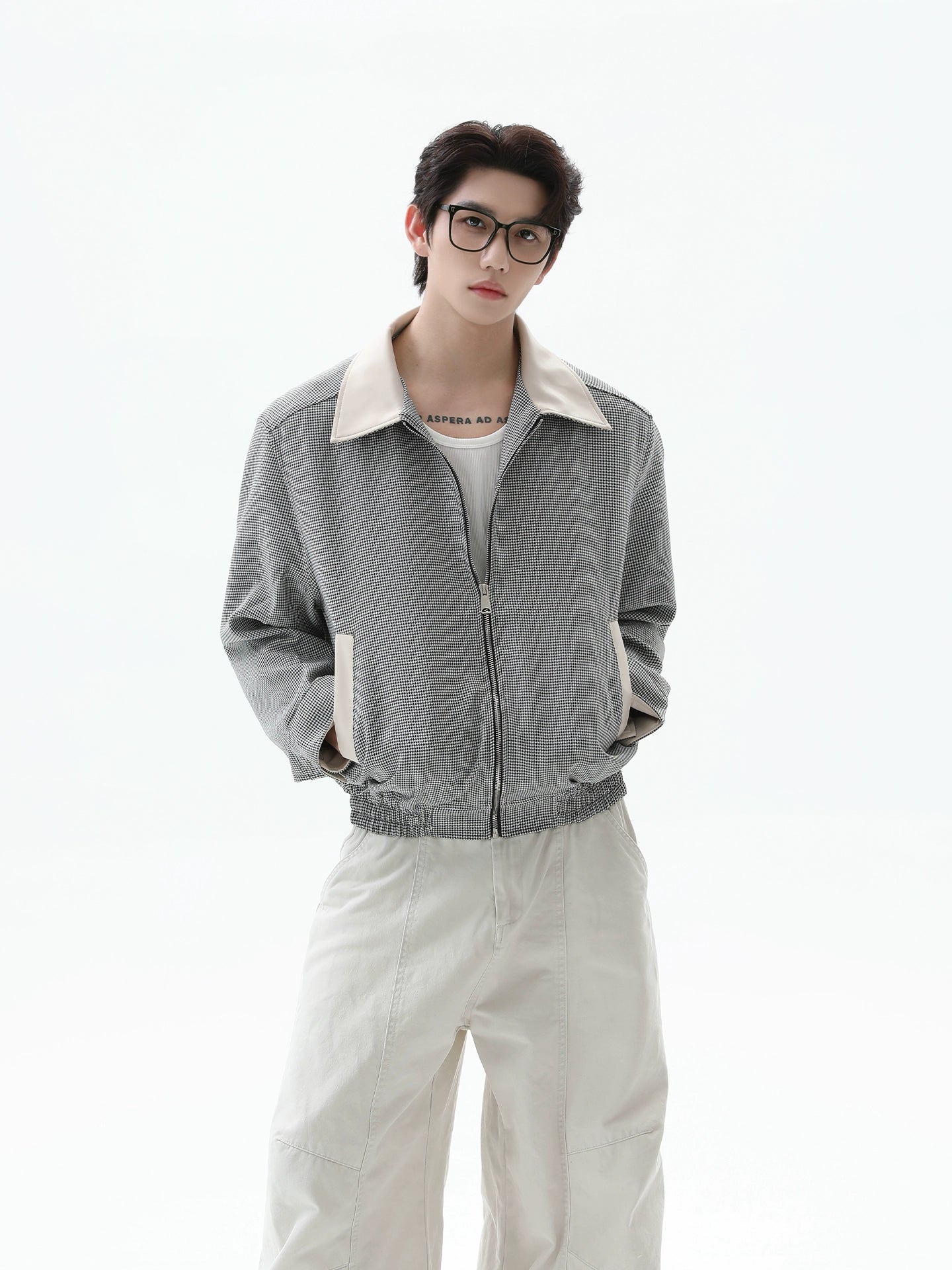 Köpek dişi Yaka Fermuarlı Kısa Ceket 