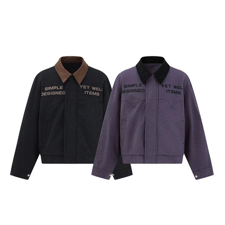 Veste courte loose à revers en patchwork de lettres 