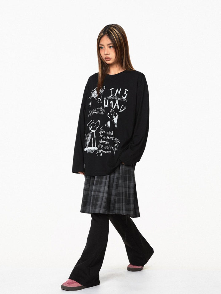 Graffiti Print Long Sleeve Turtleneck Shirt