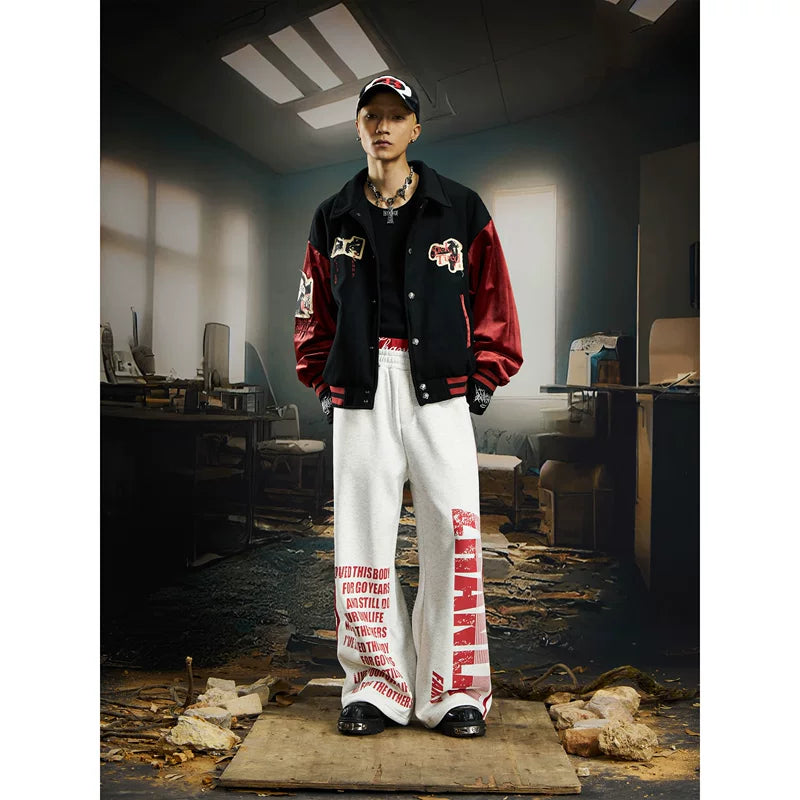 Veste de baseball en patchwork rétro et robuste 