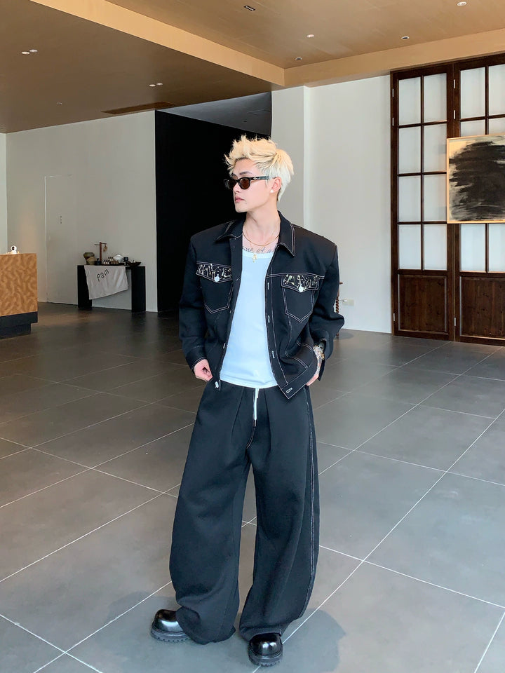 Denim Stitching Jacket and Pants