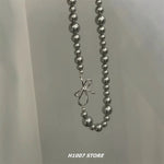 Imitation Pearl Bow Necklace