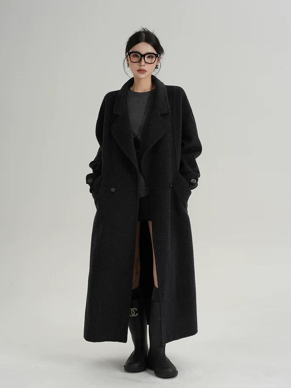 Long Wool Double-Breasted Overcoat