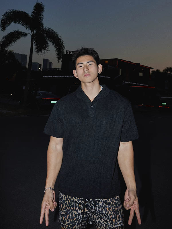 레트로 니트 반팔 칼라 티셔츠 