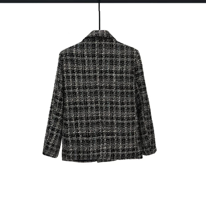 Double-Breasted Tweed Knit Jacket