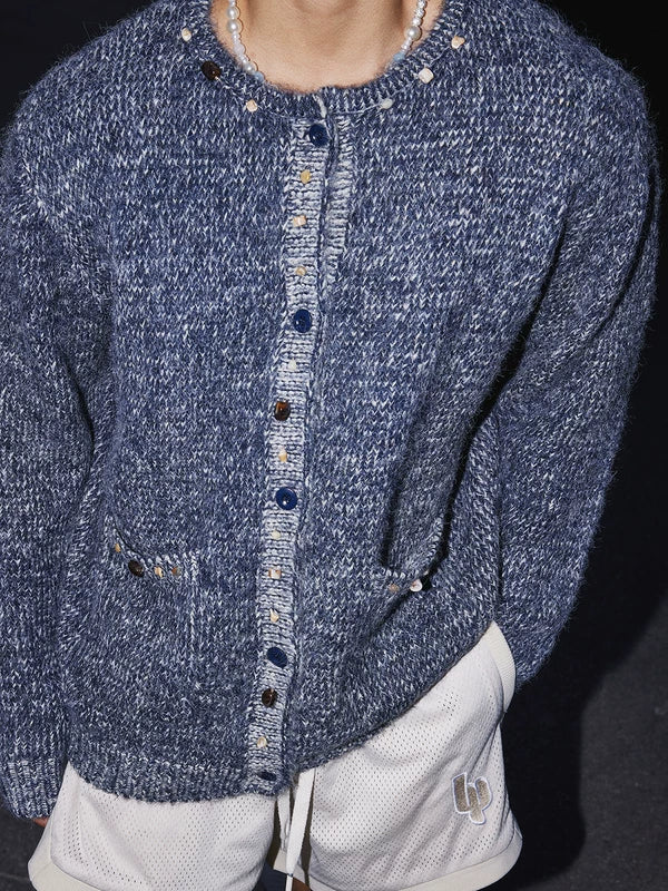 Wool Blend Knit Cardigan Sweater