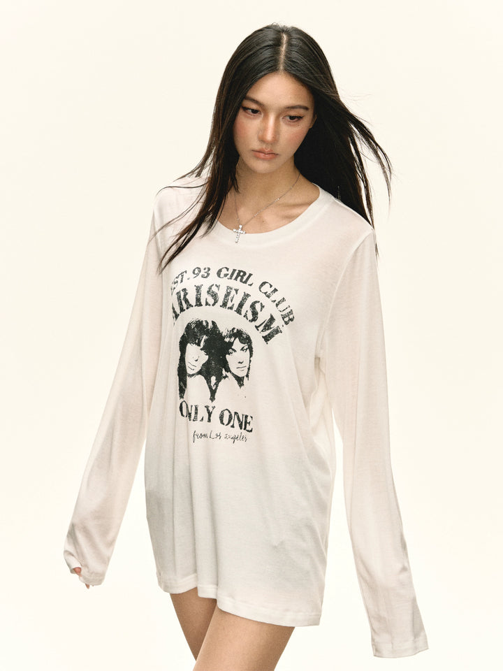 Retro Graphic Long Sleeve Top