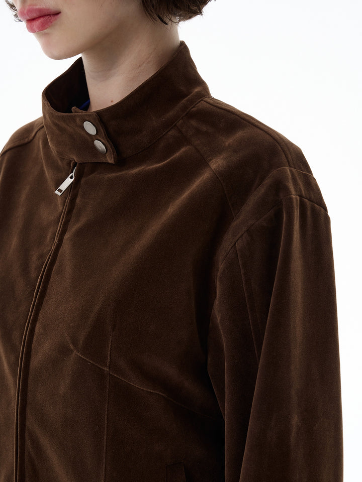 Chaqueta de cuello alzado Harrington de ante 