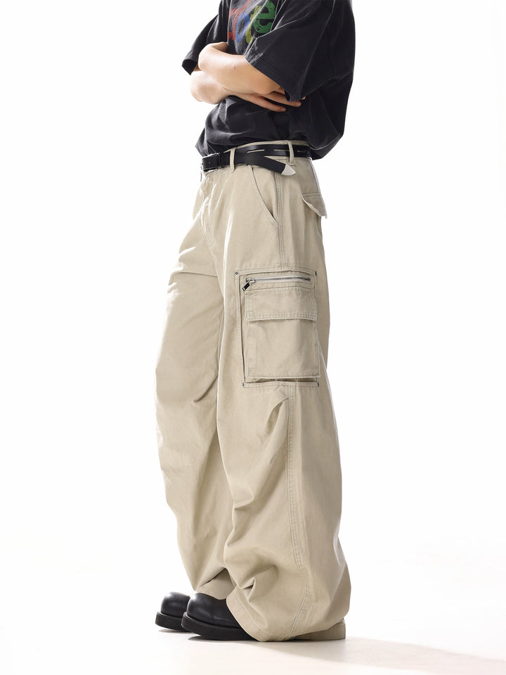 Pantalons cargo décontractés à jambes larges et amples 
