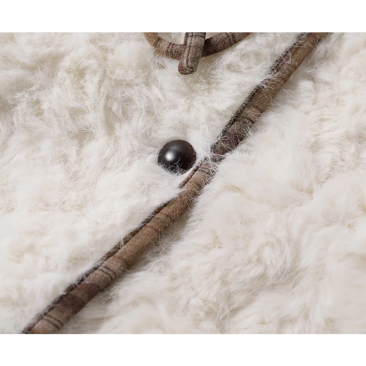 Veste à taille avec lien en fausse fourrure à carreaux 