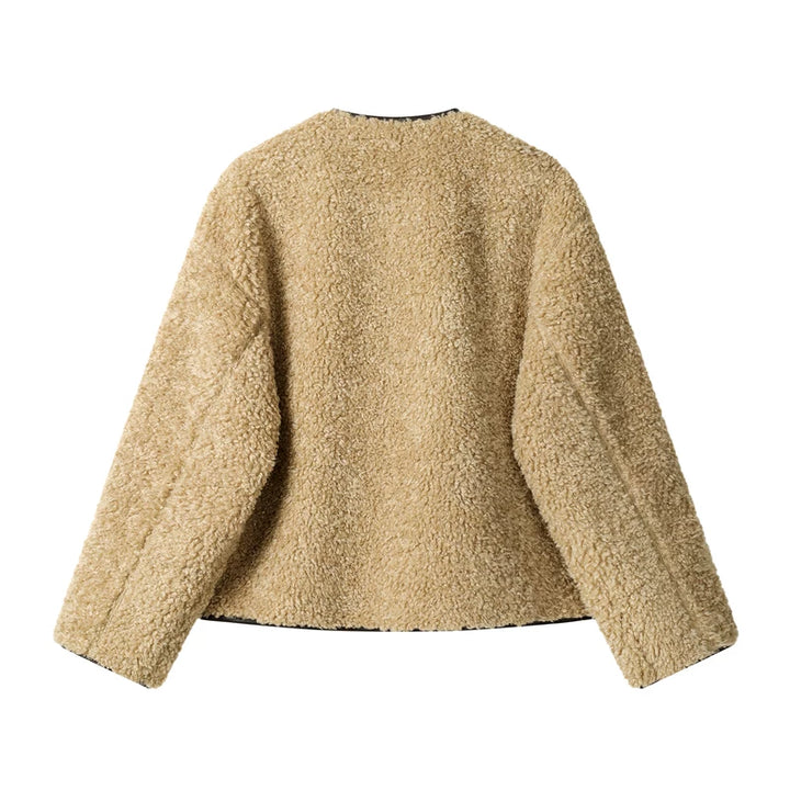 Short Lambswool Button-Up Coat