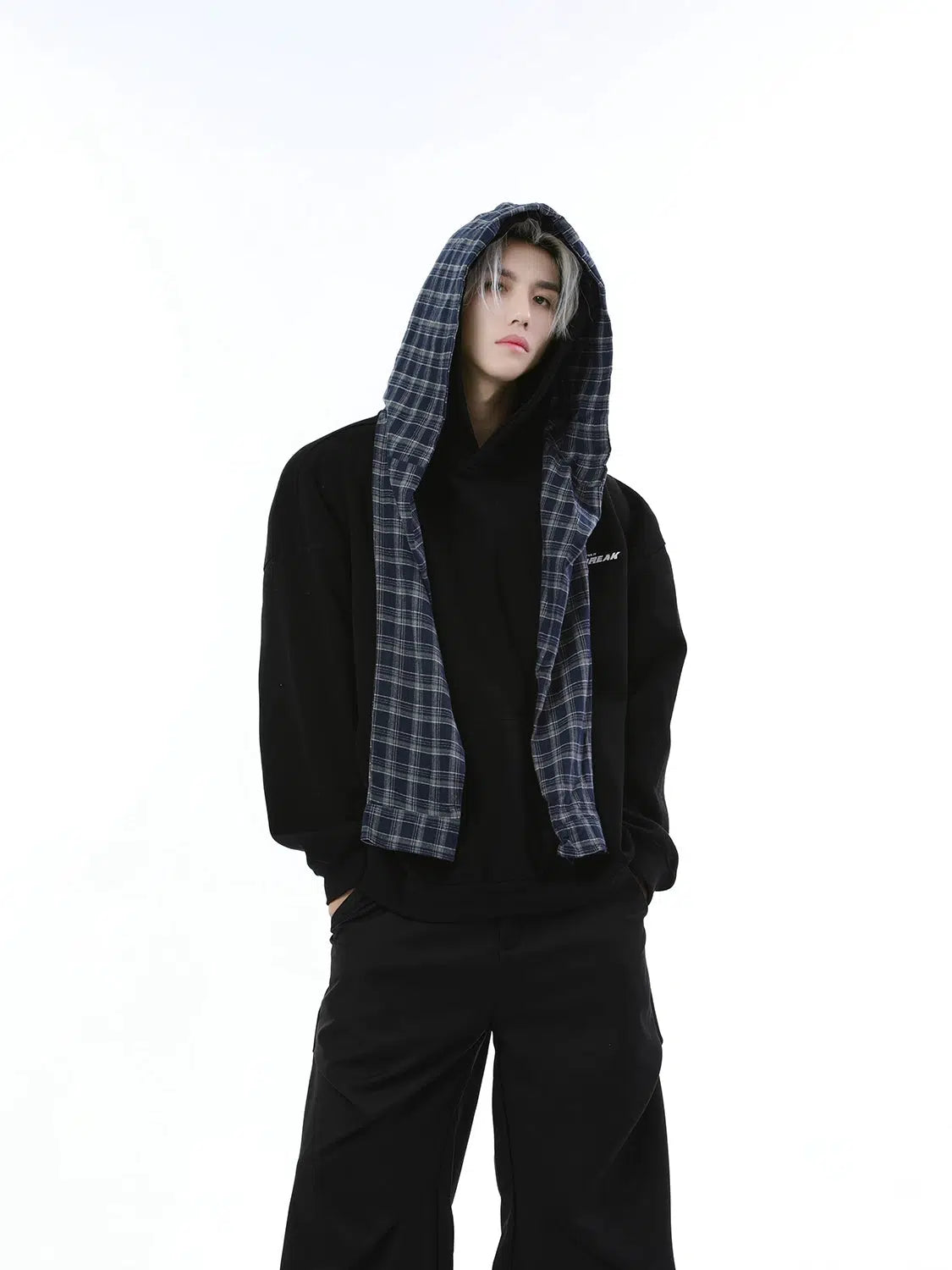 Plaid Shawl Hooded Sweatshirt