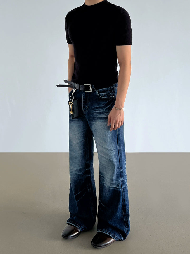 Washed A-Line Flared Jeans