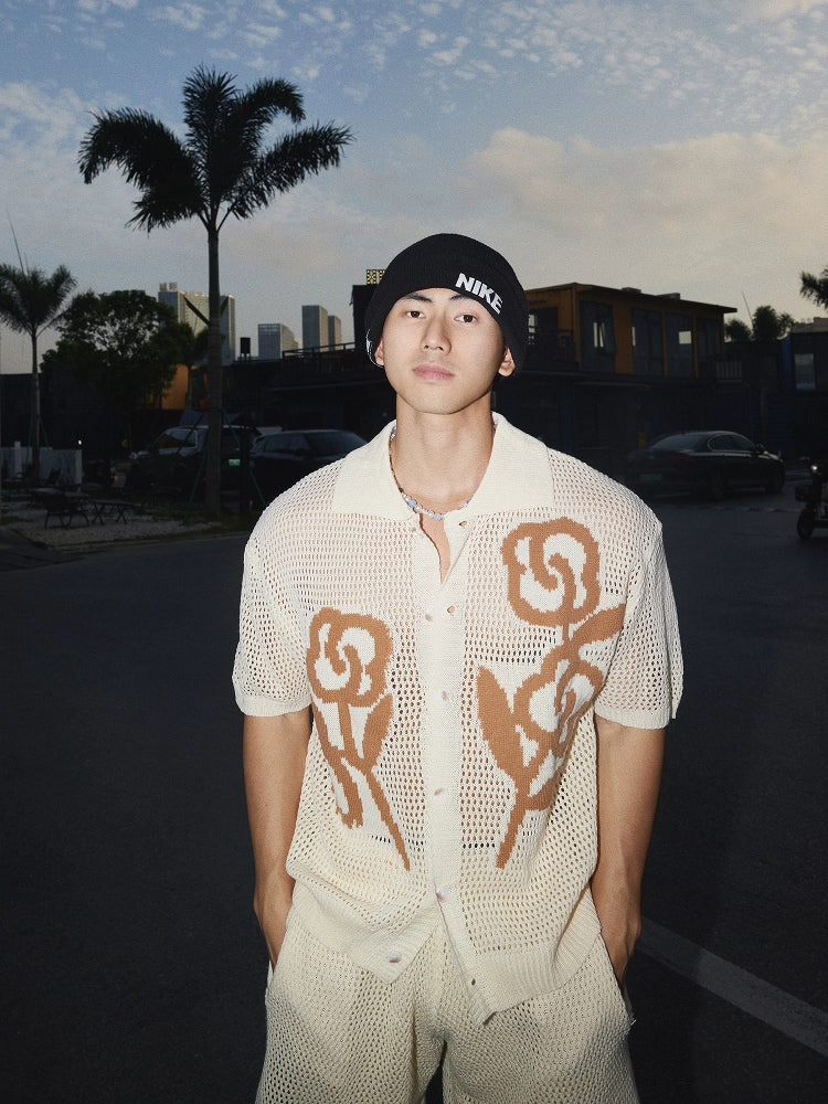 Set di Maglietta a Maglia Vuota e Pantaloni Corti da Spiaggia 