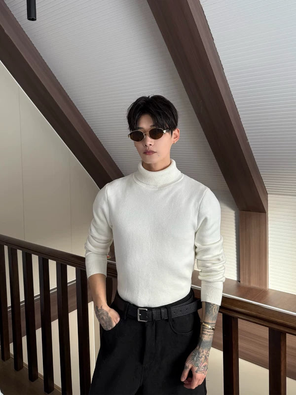 울 터틀넥 니트 스웨터 베이스 레이어 