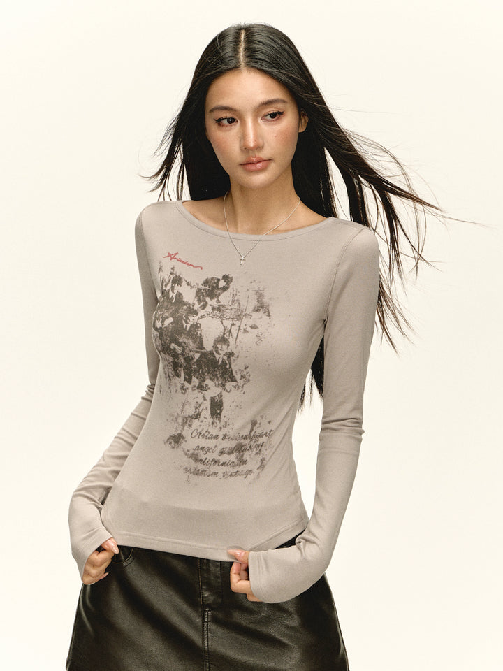 Graphic Print Long Sleeve Top