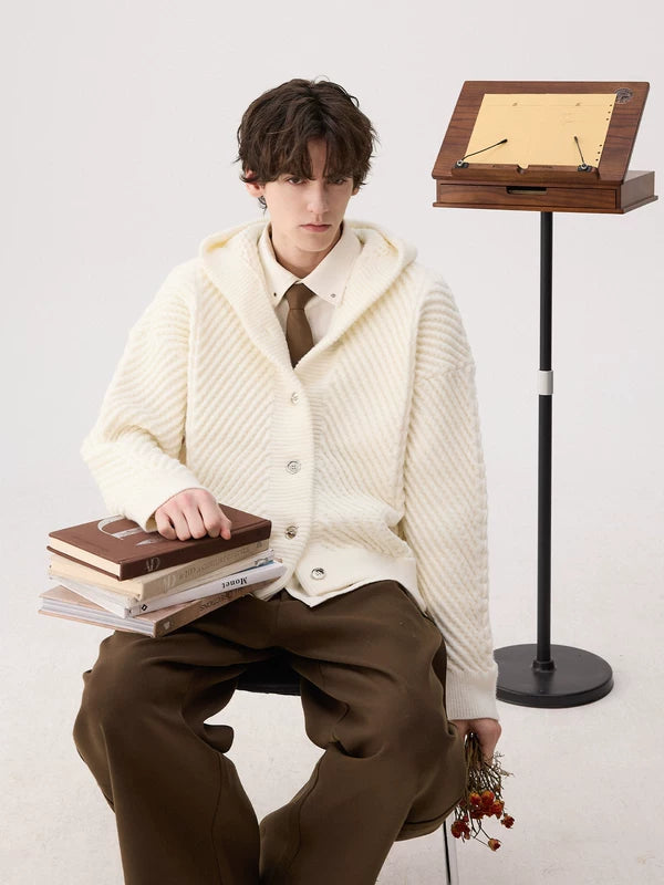 Twill Textured Hooded Sweater Jacket