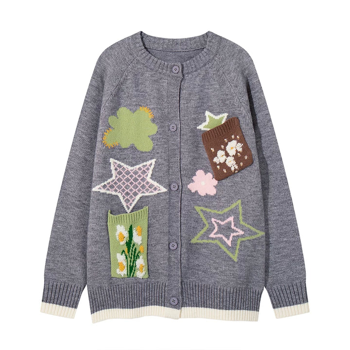 Cardigan en tricot jacquard à motif étoile 