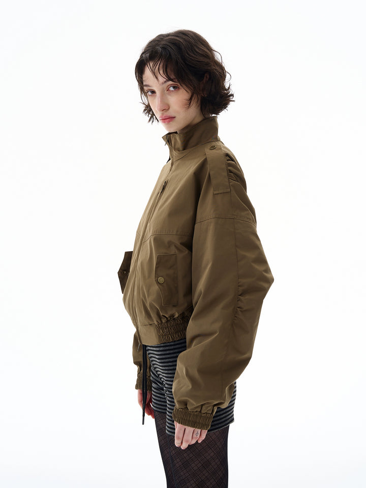 Chaqueta cortavientos de estilo retro corto 