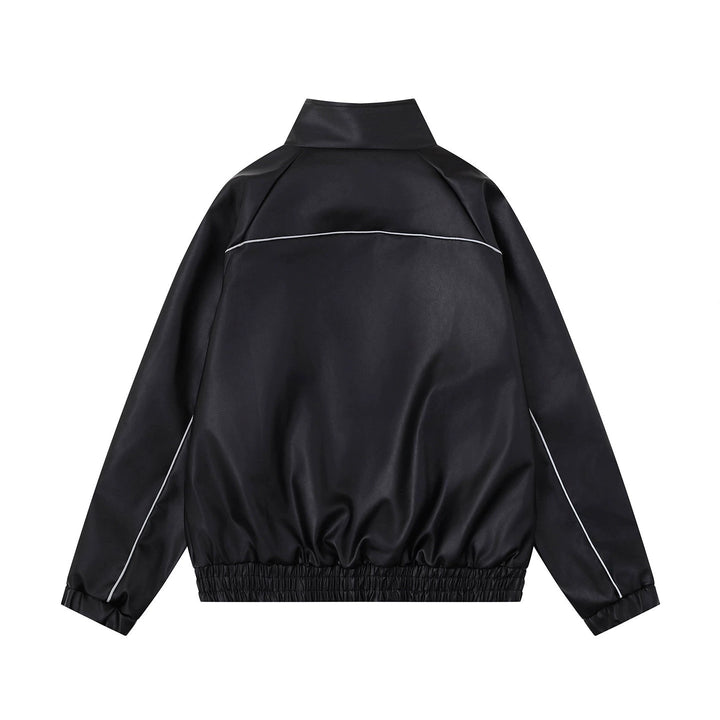 Leather Stand Collar Jacket