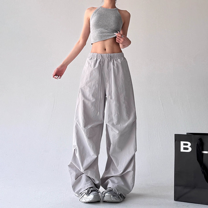Wide Leg Drawstring Casual Pants
