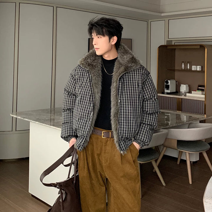 Houndstooth Kapotte Geïsoleerde Losse Fit Jas 