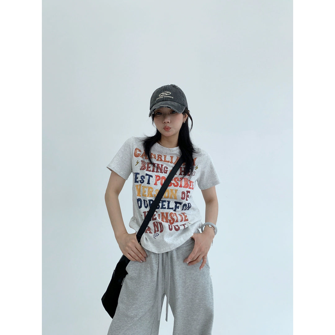 Graffiti Letter Print Slim Fit T-shirt
