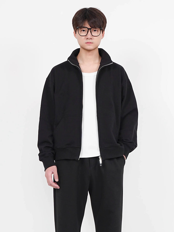 Double Zipper Stand Collar Sweatshirt
