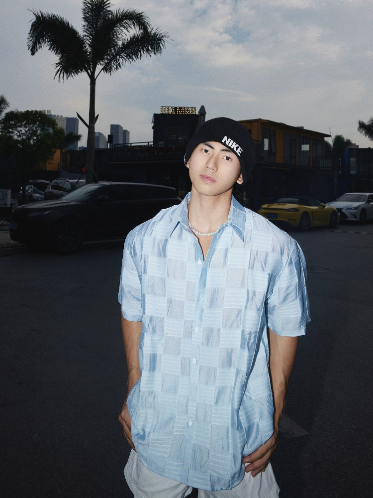 Geometric Print Short Sleeve Loose Shirt
