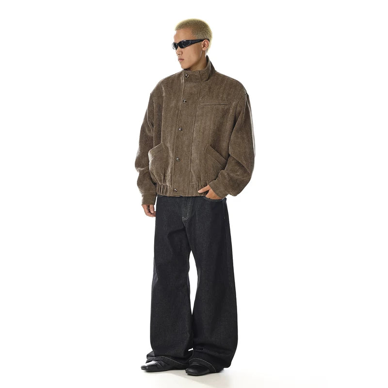 Veste décontractée ample à texture rétro 