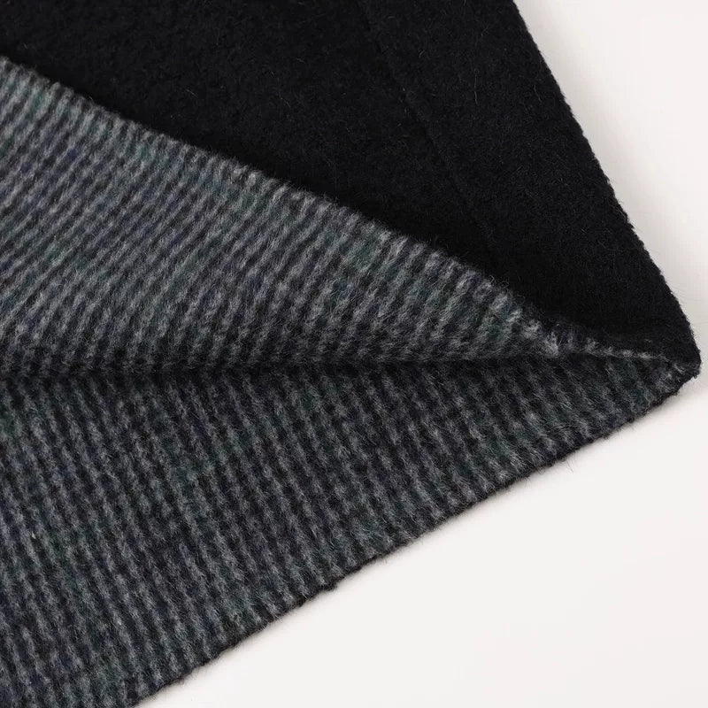 Casaco de Lã e Cashmere com Capuz de Comprimento Médio 