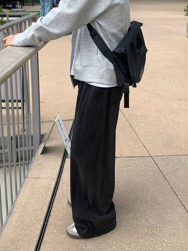 스트레이트 레그 플리스 드로스트링 스웨트팬츠 